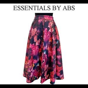 ESSENTIALS by ABS pink red flower floral skirt size 6